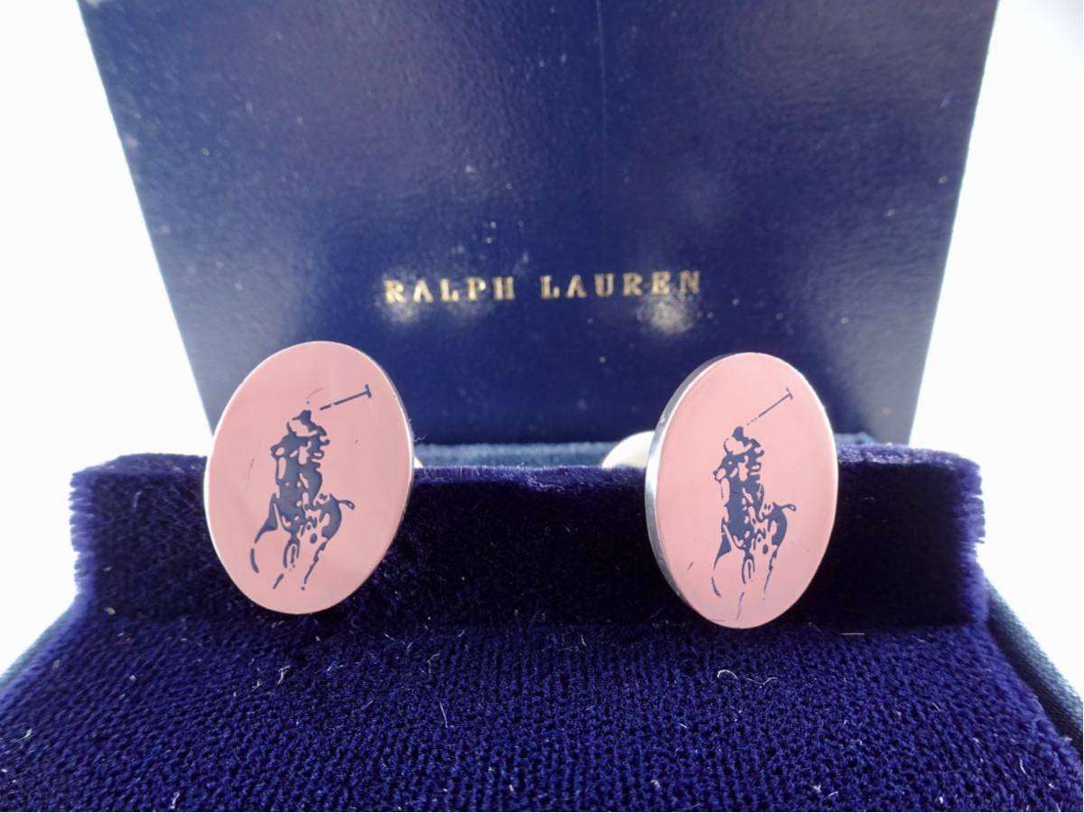 Ralph Lauren Cufflinks Silver Hose Classic Logo With Box Men's