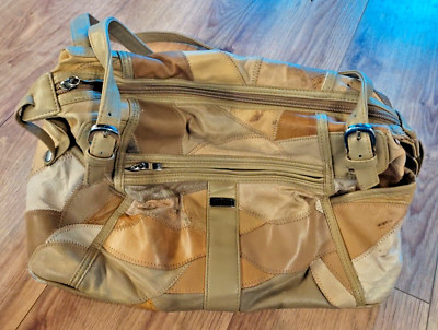   Vintage: beige ''SPLENDID'' Damen Handtasche in Lederflicken-Patchwork - 1980er