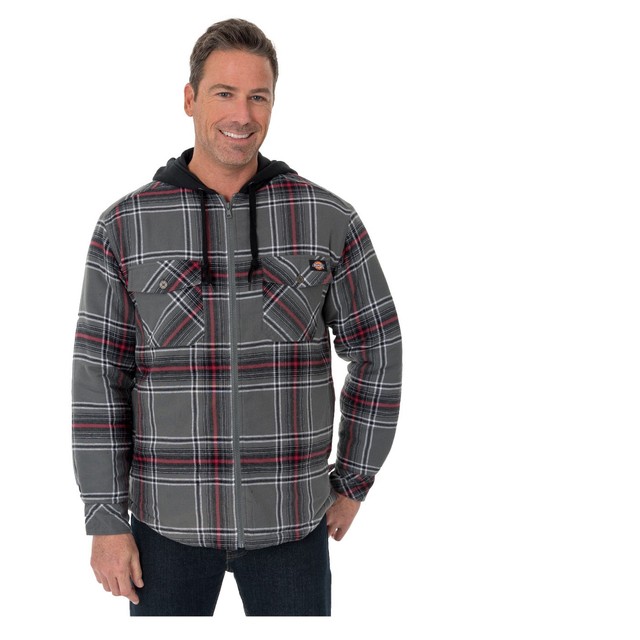 dickies men's flannel hooded shirt jacket