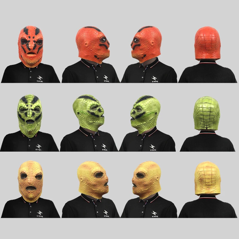 Fantasias cosplay festa brincadeira máscara látex assustador lagarto máscara Halloween - Imagem 3 de 4