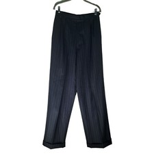 Ralph Lauren Wool Striped Pinstripe Pants Womens Blue Label Classic