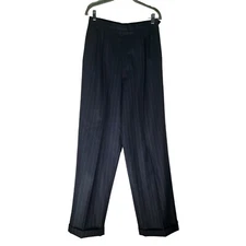 Ralph Lauren Wool Striped Pinstripe Pants Womens Blue Label Classic