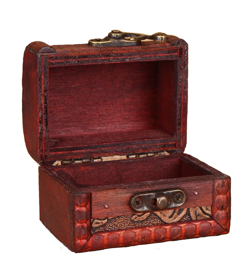 Handmade Small Wooden Box Wood Gift Jewelry Earrings Ring Container Vintage