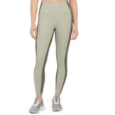 WILO The Label Green Two Toned Ribbed High Waisted Active Leggings Small