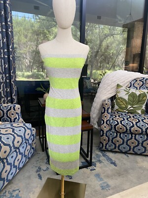 Roxy Strapless Dress Juniors Women Size Small New Neon Green Gray Stripes |  eBay