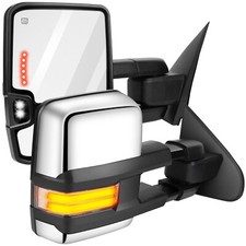 Chrome Power Heated Tow Mirrors For 2015-2018 Chevy Gmc 2500 Hd 3500 Hd Pair