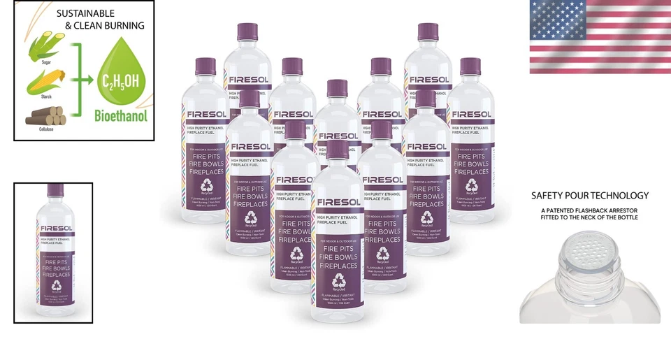 Combustible de bioetanol de alta pureza - 12 x 1L combustión limpia para chimeneas y estufas Foto 2 de 4