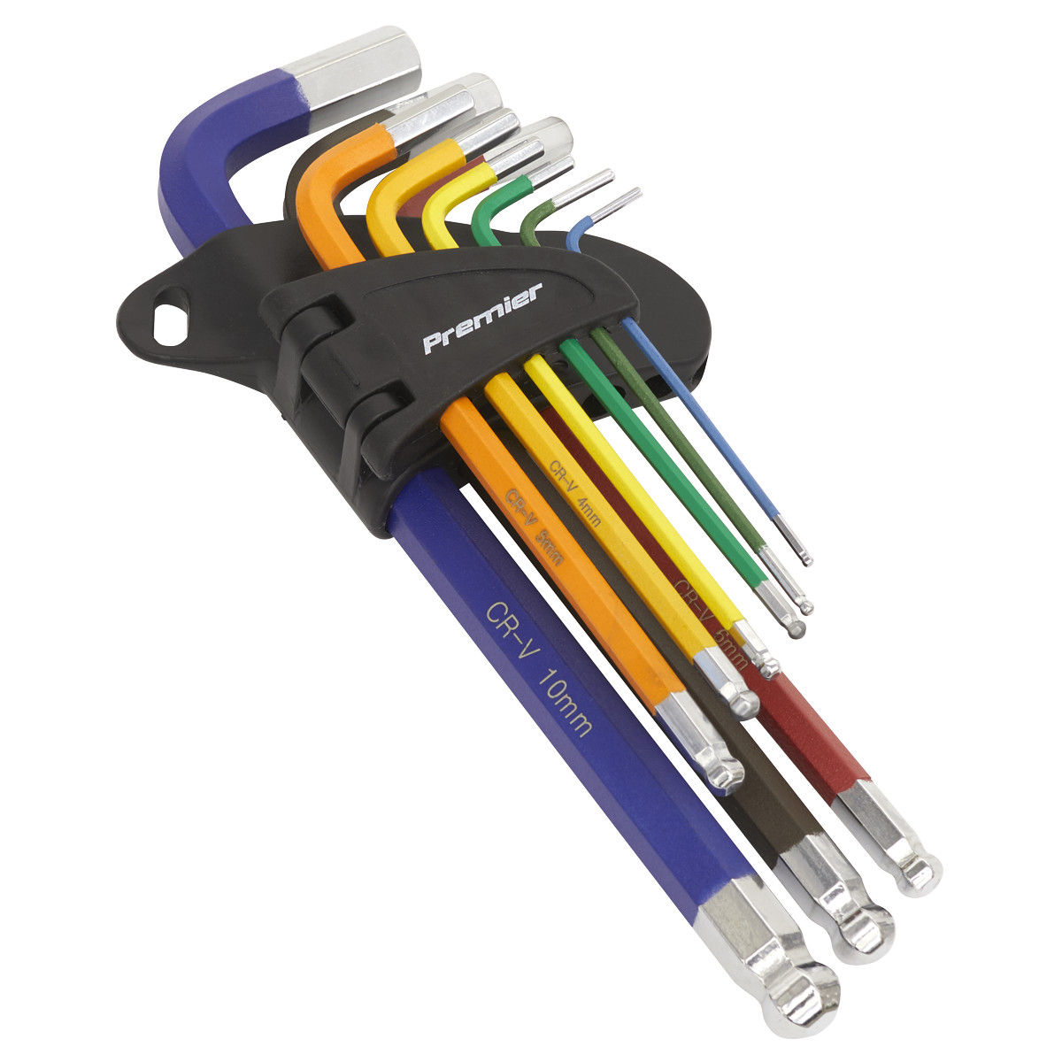 Sealey Ball-End Hex Key Set 9pc Colour-Coded Long Metric AK7190