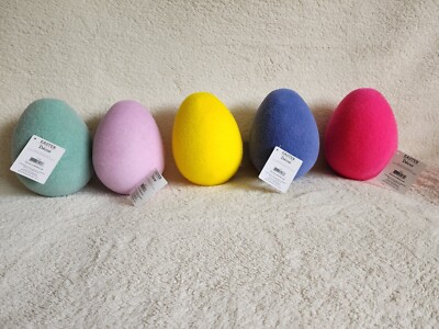 New Easter/ spring Flocked Large Easter Egg Decor Bundle of 5 size 8'