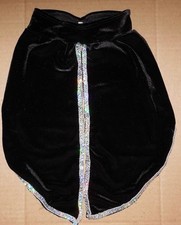 NWT Dance Costume Black Velvet Tails with Silver Sequin Child/adult szes
