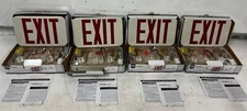 4 Emergency Exit Sign Combos + LED Lamps T20 Compliant Red Letters 120/277VAC