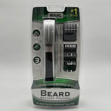 Wahl Beard Trimmer W/4 Guards, Mustache Comb, Blade Oil, Cleaning Brush NEW