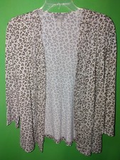 7269 CHICO'S TRAVELERS 1 polyester knit open front light jacket animal print