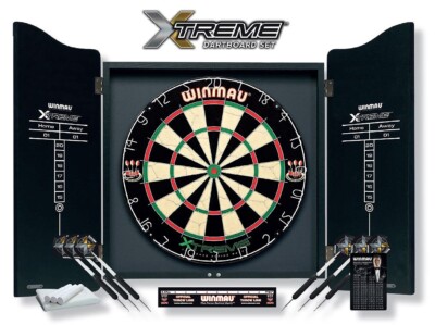 Winmau Xtreme Dartboard Cabinet Set  Dartpfeile Dartscheibe Steeldarts Dartspiel