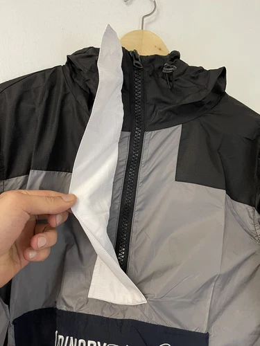 Ordinary Truffle Jacket Mens Medium Black Color Block 1/4 Zip Windbreaker N126 image 4