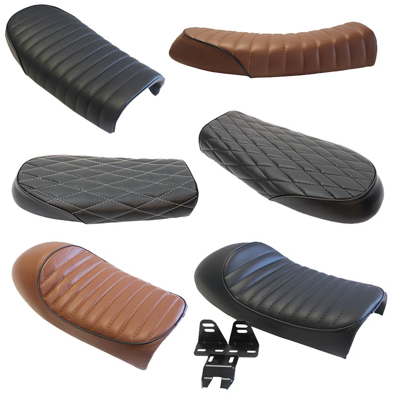 Custom Vintage Motorcycle Cafe Racer Seat Flat&Hump Saddle For Honda CB CG CL - Image 2 of 4