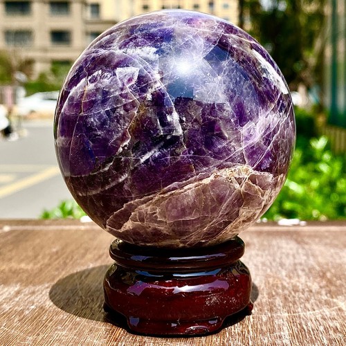 1.14LB Top Natural dreamy amethyst Quartz Sphere Quarzt Crystal Ball reiki heal - 第 1/13 張圖片
