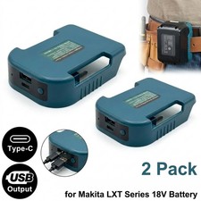 Image of 2x Wall Mount Battery Holder for Makita 18V LXT USB Fast Charger Adapter Type-C