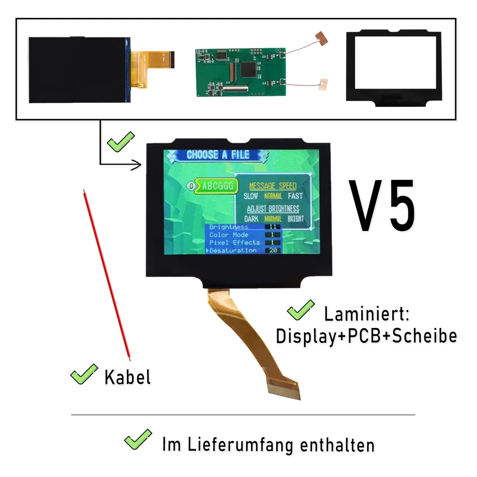 HISPEEDIDO GBA SP Laminated IPS Display Drop In Set V5 OSD Gameboy Advance SP - Bild 2 von 4