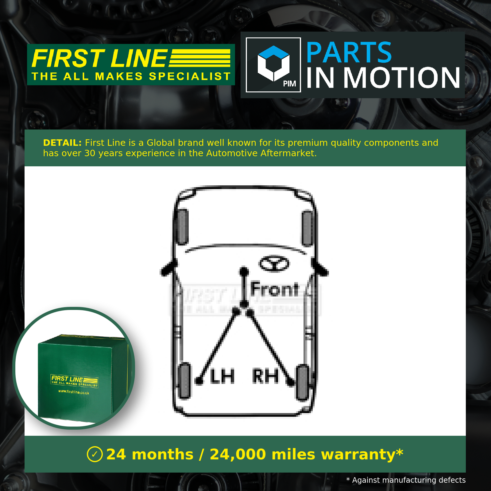 Handbrake Cable Rear Left or Right FKB2348 First Line Hand Brake Parking Quality