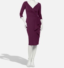 X by Xscape Women's Red Scuba Ruffled V-Neck 3/4 Sleeve Sheath Dress Size: 8