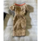 Vintage Barbie Brown Herringbone Tweed Sheath Dress Orange Trim Snap Back 1960s