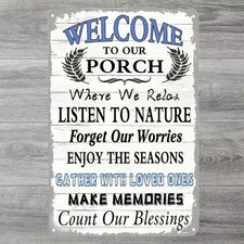 Welcome To Our Porch 8 x 12 Novelty Metal Sign Shrink-Wrapped New 
