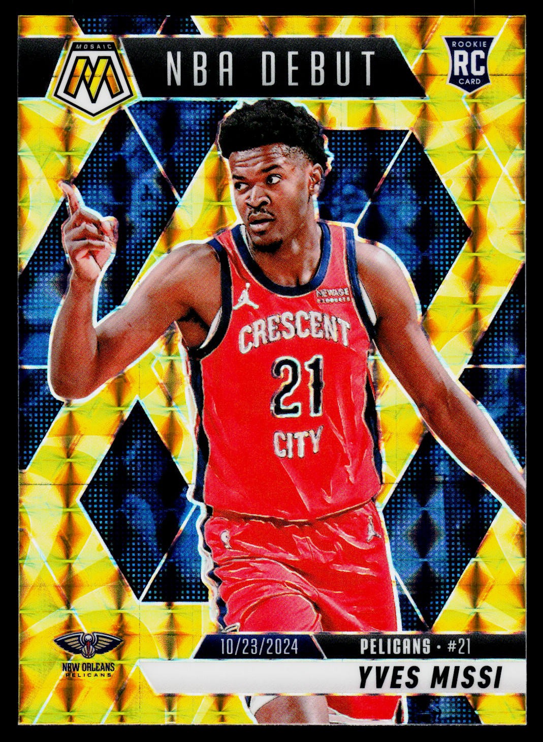 Yves Missi 2024-25 Panini Mosaic #255 Reactive Yellow Mosaic