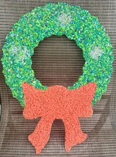 Plastic Popcorn Christmas Wreath Vintage Decor Wall Hang Large Retro