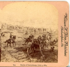 Civil War "Battle of Gettysburg" July 3,1864 by L. Prang --Wm Rau Stereoview X72