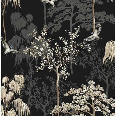 Arthouse Black Bird Garden Vinyl Peel and Stick Wallpaper Roll 30.75 Sq. Ft.