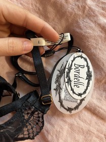 Bordelle Quarter Cup Bra Panty Set Black Lace Small NEW