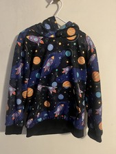 Kids Rockets  Planets Astronaut Space Hoodie Size 5 5T GUC Boy Girl
