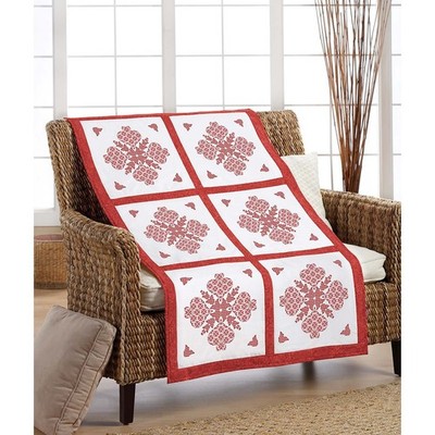 Herrschners  Redwork Lace Quilt Blocks Stamped Cross-Stitch