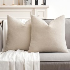 Pack of 2 Decorative Pillow Covers 18x18 Inch Soft 18" x 18" Pack of 2 Cream