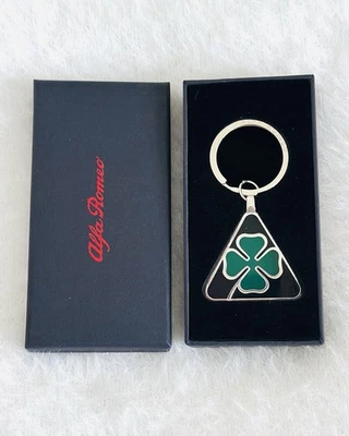 Alfa Romeo Quadrifoglio Cloverleaf Metal Keyring Keychain with Gift Box Black - Image 1 of 4