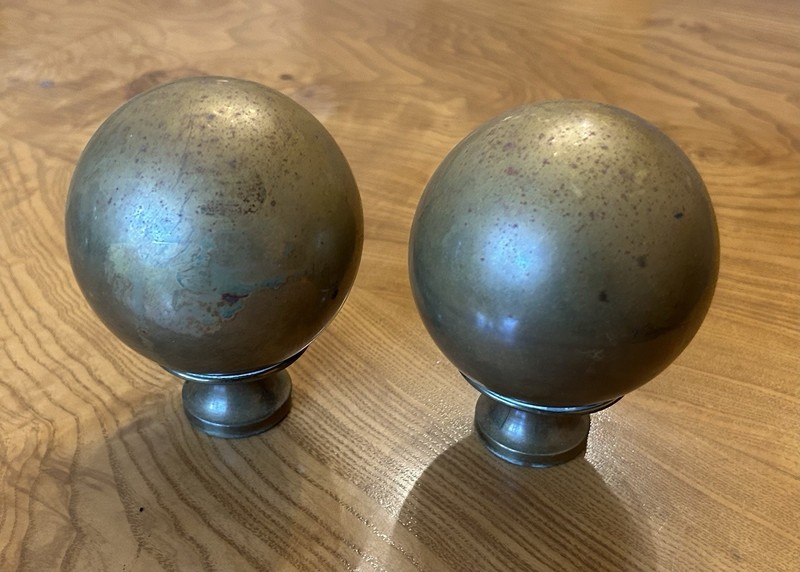 2 Antique Solid Brass 3 Inch Brass Bed Finials