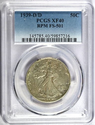 1939-D/D PCGS XF40 RPM (Repunched Mintmark) FS-501 Walking Liberty Half