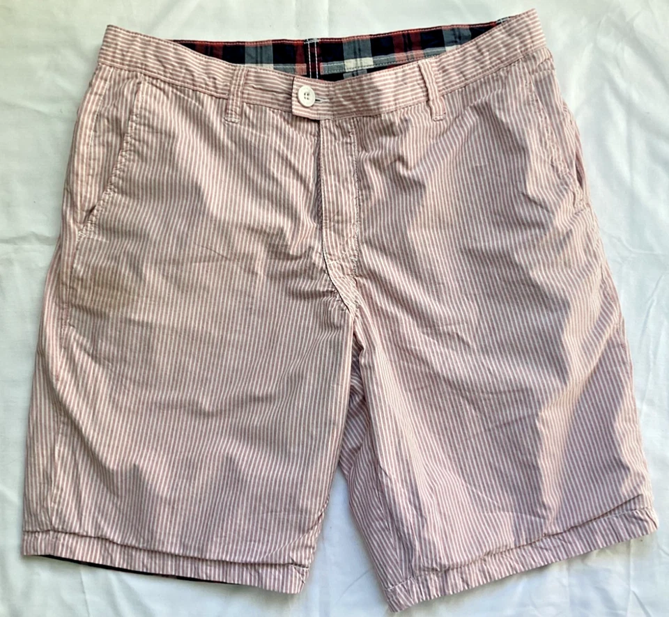 Shorts xadrez masculino Life After Denim tamanho 32 vermelho azul reversível - Imagem 4 de 4