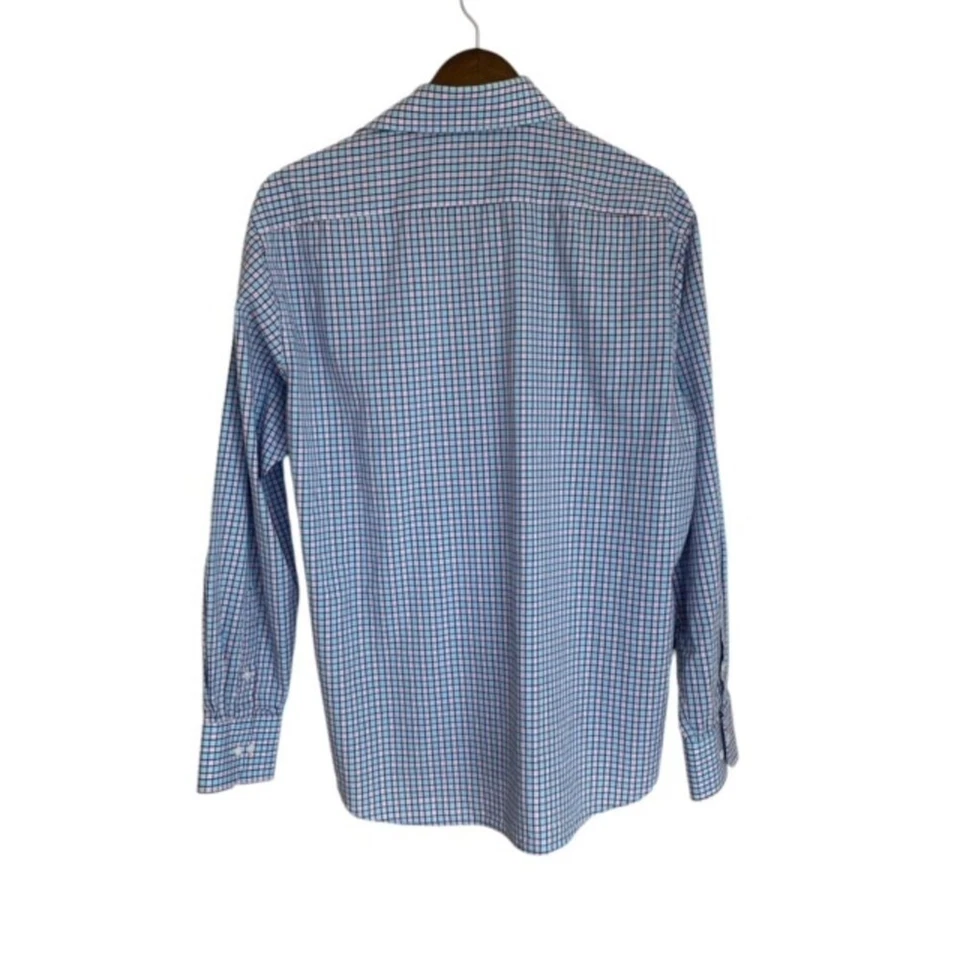 Camisa de vestir Bristol & Bull azul y rosa a cuadros con botones - Grande Foto 3 de 4