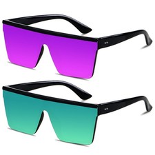 Square Oversized Sunglasses for Women Men Big Flat Top Fashion Shield Large U...