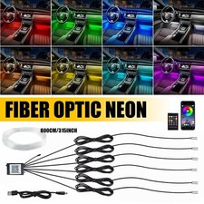 8m Led Neon Light Trim Glow Optic Strip Fiber Car Interior Ambient Lighting App