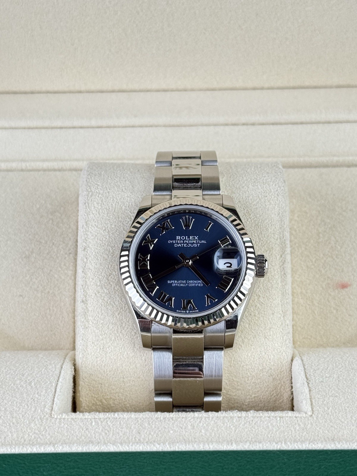 Rolex Datejust 31 Blue Roman Dial Fluted Steel Jubilee 278274 2022 Full Set