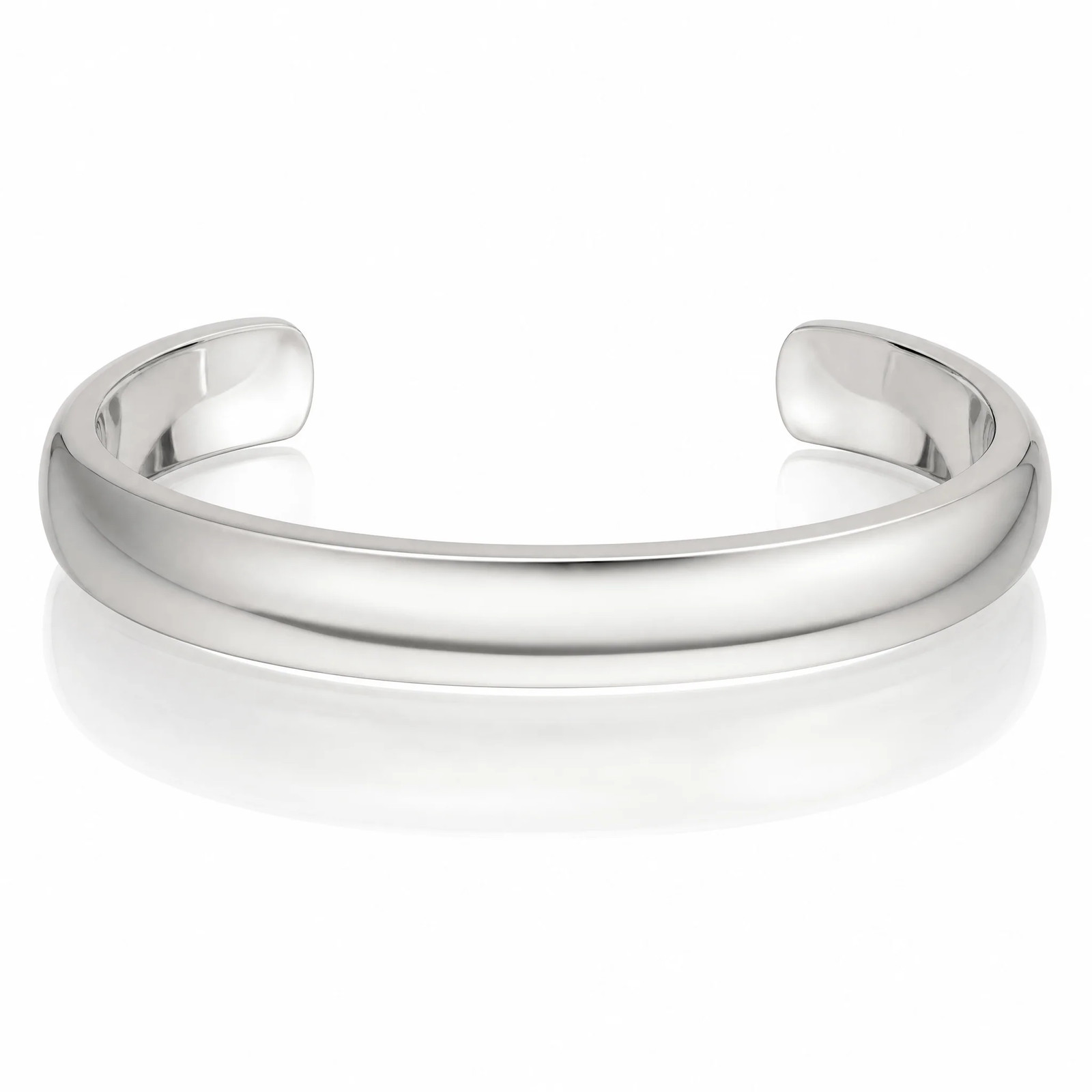 Sterling Silver Polished 15mm Domed Cuff Bangle