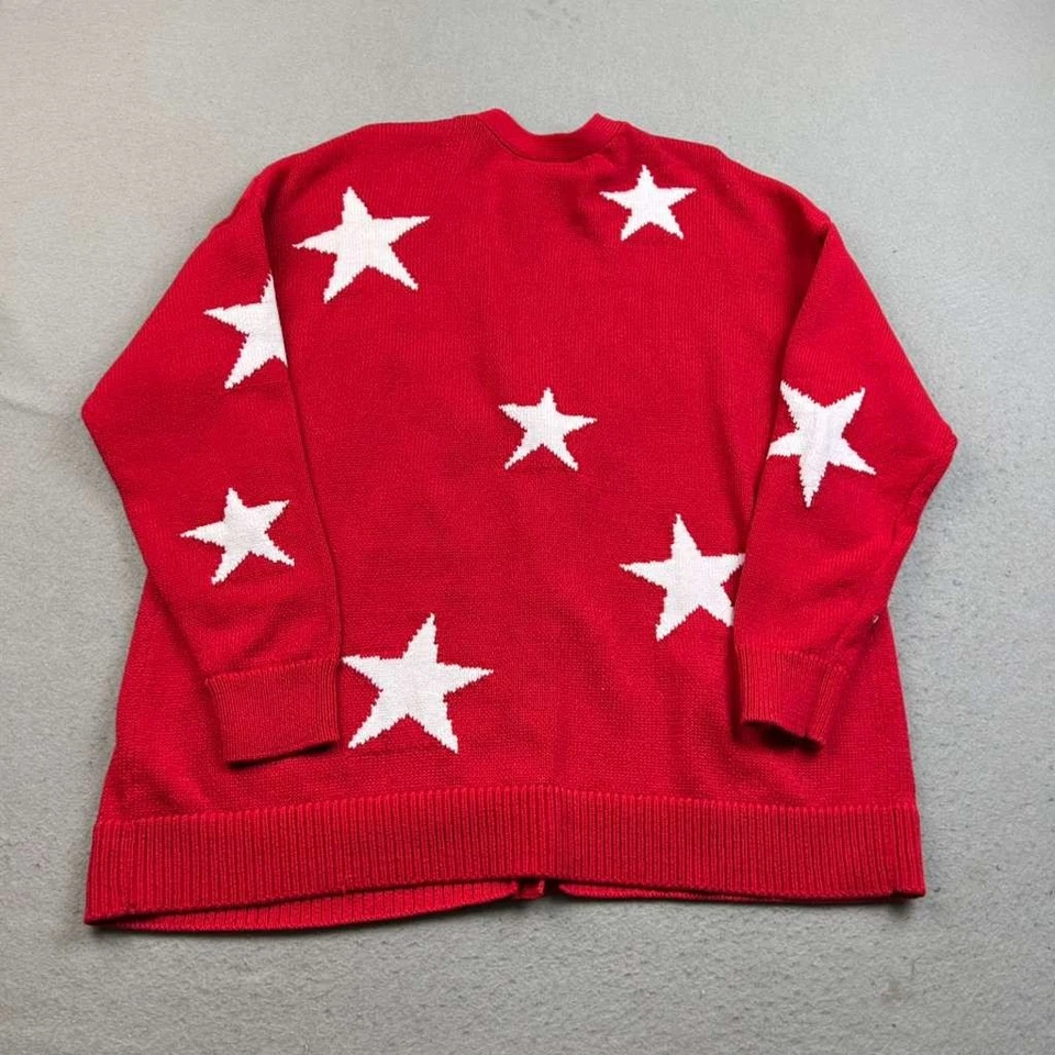 Suéter Lane Bryant Mujer 18/20 Estrellas Rojas Cárdigan Abotonado Peso Pesado Nuevo con Etiquetas Foto 4 de 4