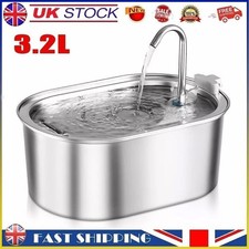 3.2L Cat Dog Pet Water Fountain Safety Stainless Steel Electric Drinking UK