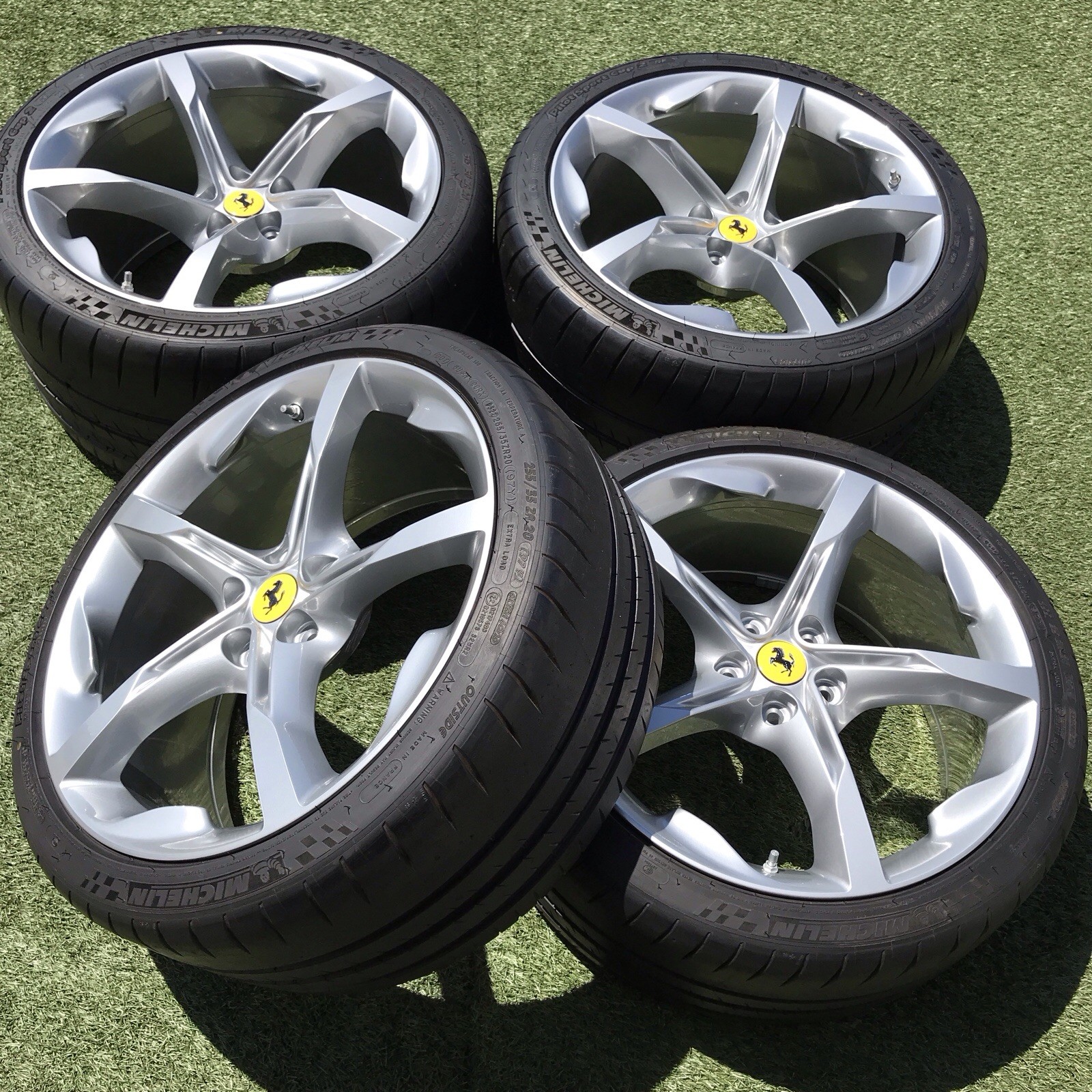 20 FERRARI SF90 WHEELS TIRES NEW SET 4 OEM GENUINE RIMS TPMS SILVER