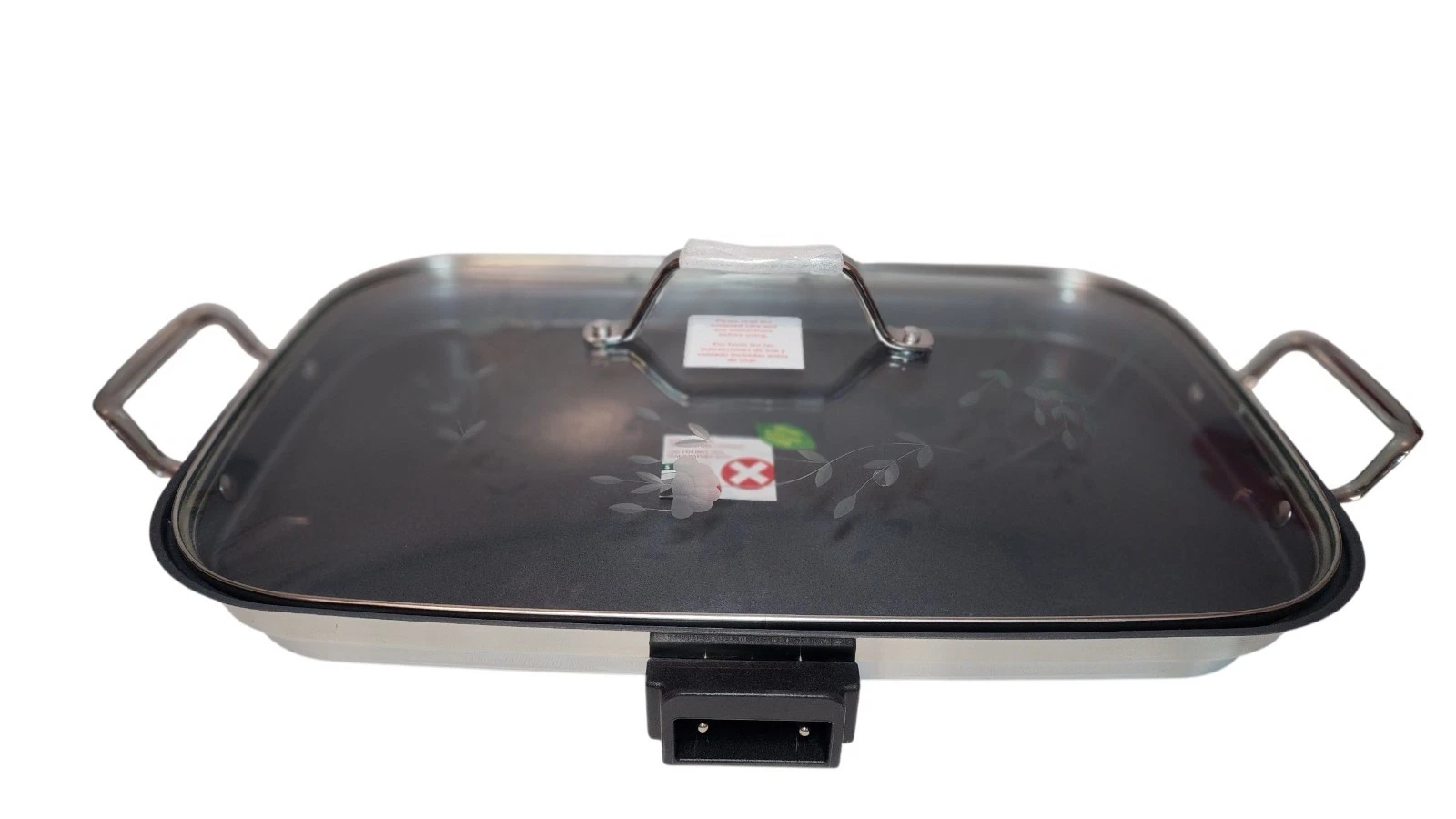 Princess House Culinario Electric Double Griddle w/Lid 5780 Stainless Steel New