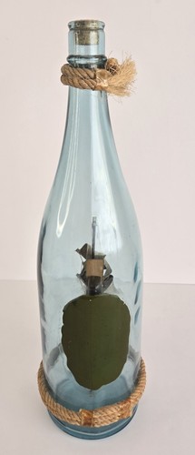 Vintage Santa Maria Galleon Ship in a Bottle Finished Piece 18" Nautical Decor - Foto 8 di 8