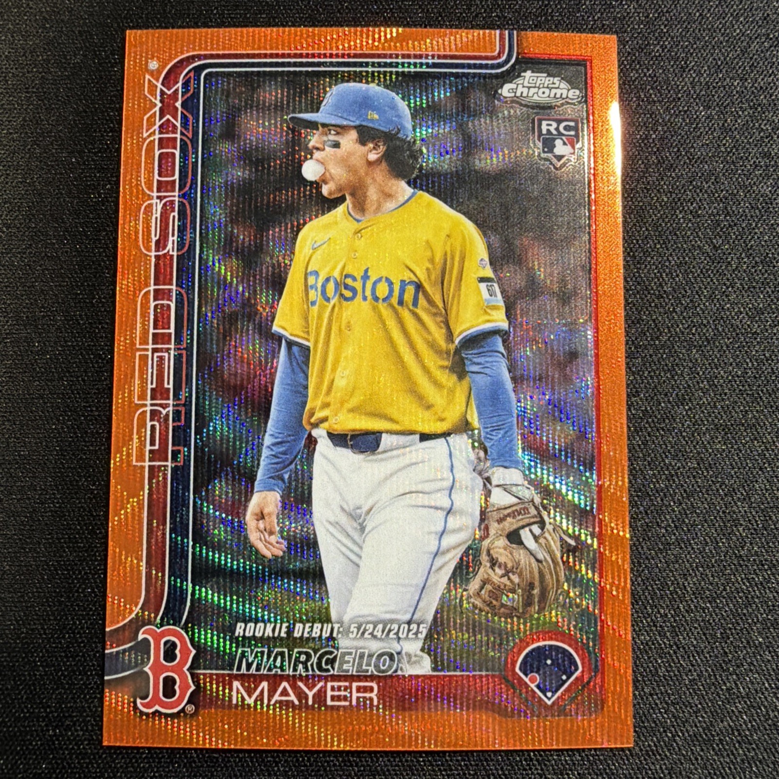 MARCELO MAYER 2025 TOPPS CHROME UPDATE ROOKIE DEBUT ORANGE WAVE RC /25 Red Sox